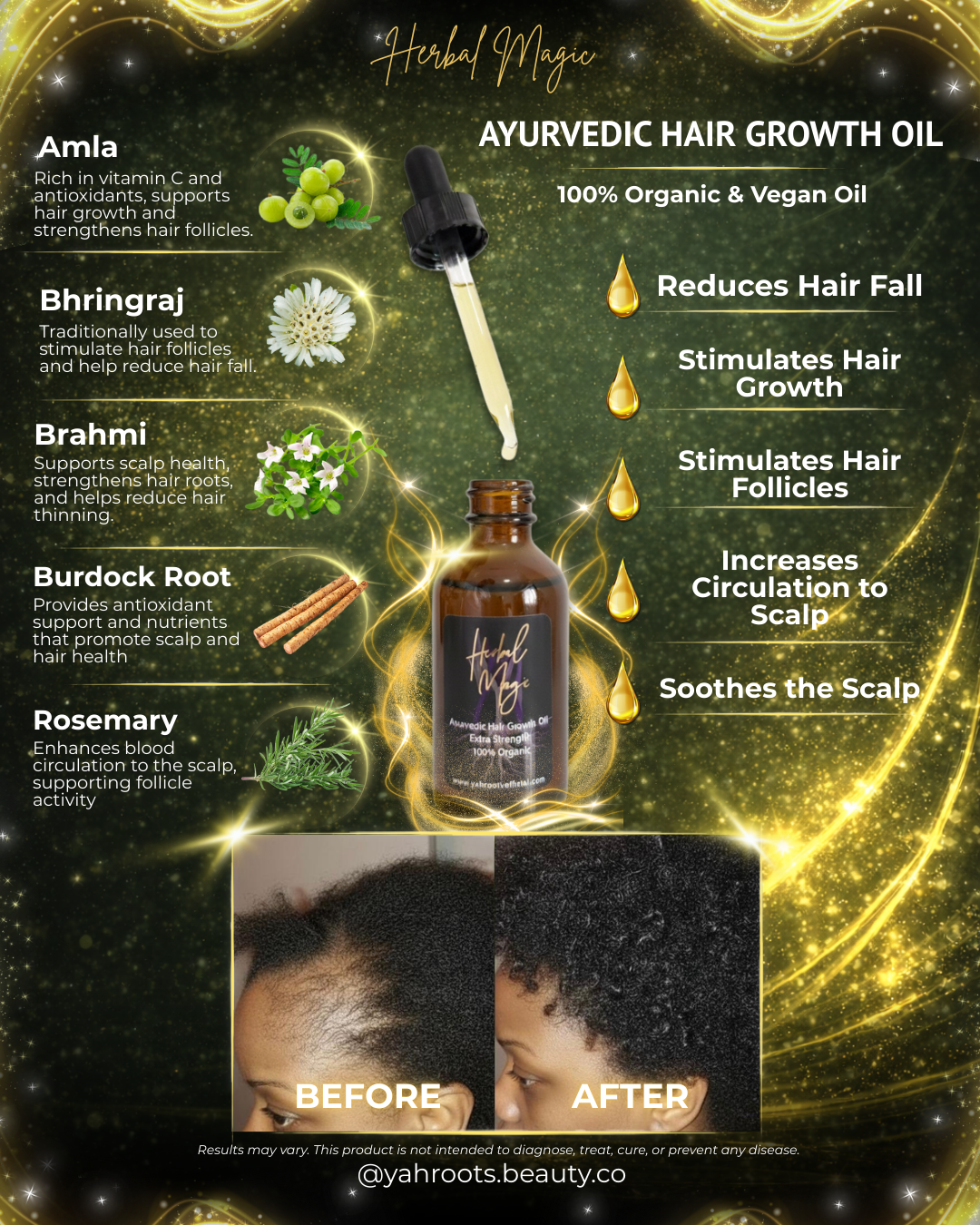 Herbal Magic Ayurvedic Hair Growth Oil ((Extra Strength))